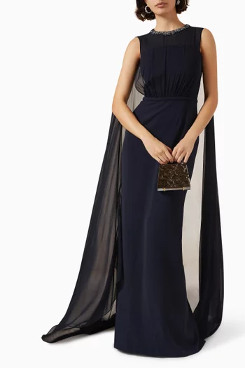 Embellished Neckline Dress in Chiffon
