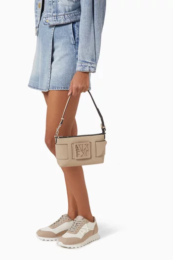 Medium Susy Logo Shoulder Bag in Faux Leather