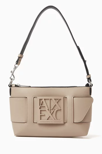 Medium Susy Logo Shoulder Bag in Faux Leather