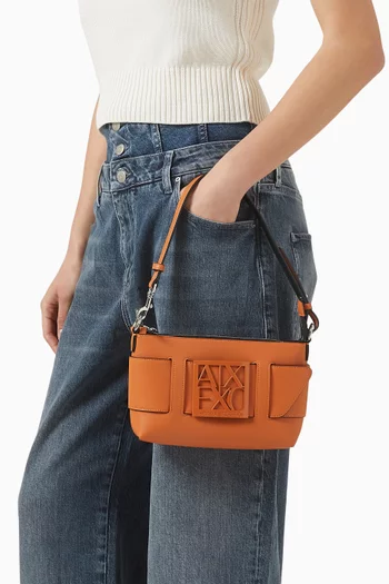 Medium Susy Logo Shoulder Bag in Faux Leather