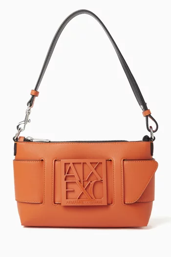 Medium Susy Logo Shoulder Bag in Faux Leather