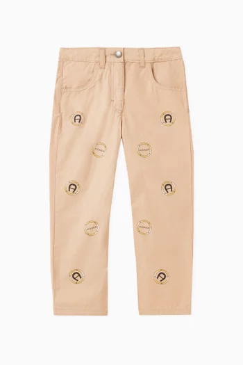Logo-embroidered Pants in Poplin
