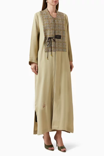Textured Panel Abaya in Linen