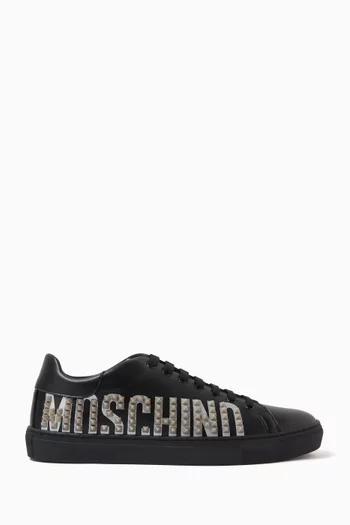 Studded Logo Sneakers in Leather