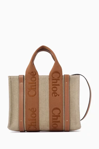 Small Woody Tote Bag in Linen Canvas