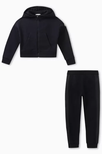 Logo Zip-up Hooded Sweatsuit Set in Cotton-fleece