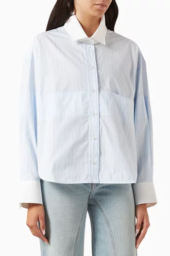 Tuck Striped Shirt in Cotton Poplin