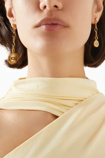 أقراط كلاستي بدلايات غير متماثلة نحاس مطلي بالذهب