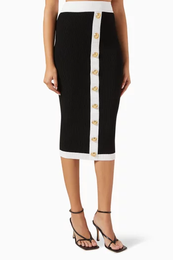 Buttoned Midi Skirt in Viscose-knit