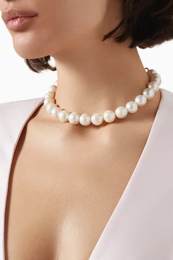 Lucia Pearl Necklace in 24kt Gold-plated Brass