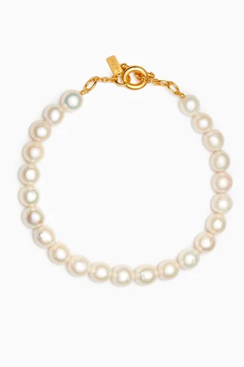 Lucia Pearl Necklace in 24kt Gold-plated Brass