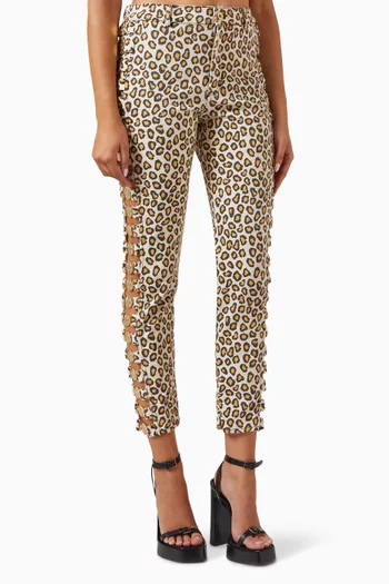 Leopard-print Pants in Denim