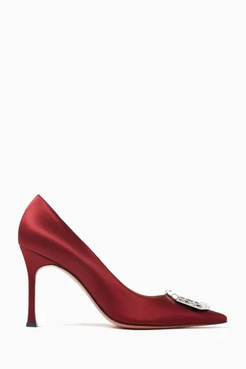 Camelia 90 Crystal Pumps in Satin