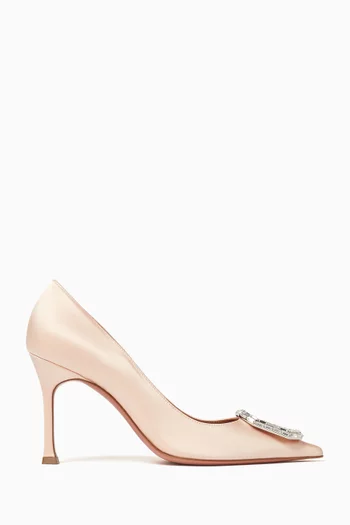 Camelia 90 Crystal Pumps in Satin