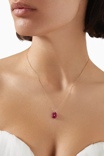 Orso Diamond & Ruby Pendant Necklace in 14kt Gold