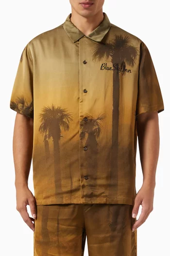 قميص بطبعة أشجار نخيل فيسكوز