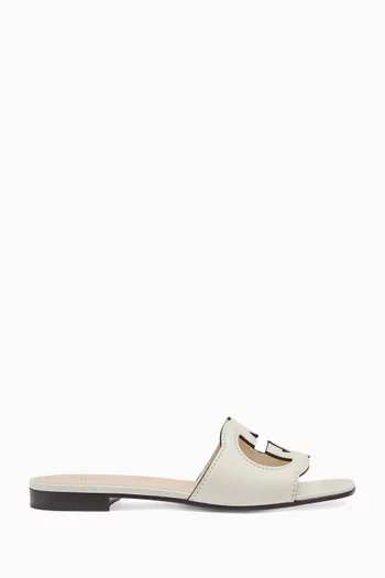 Interlock G Cut-Out Sandals in Leather