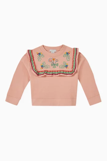 Floral Embroidered Sweatshirt in Organic Cotton