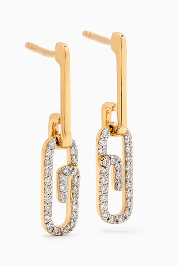 Youth Paperclip Diamond Drop Earrings in 18kt Gold