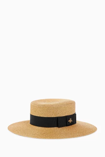 Alba Lamé Paper Hat in Straw-effect Fabric