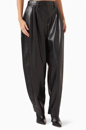 Pleated Wide-leg Altermat Pants in Leather