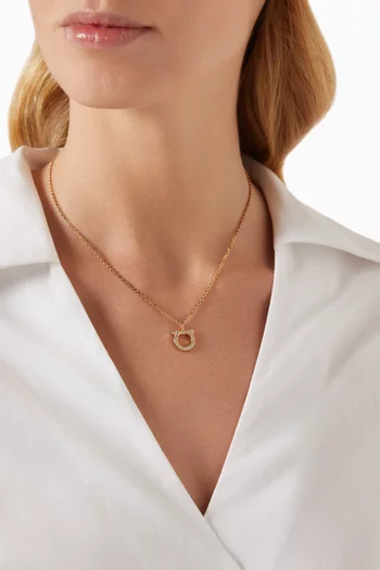 Gancini Crystal Pendant Necklace in Gold-toned Brass