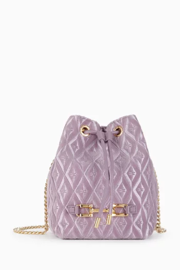 Bucket Bag in Diamond-pattern Velvet