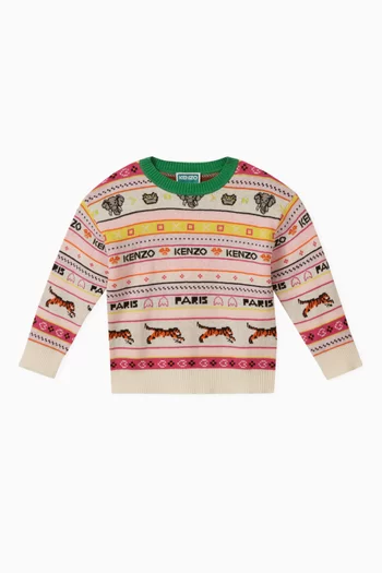 'Jungle Game' Sweater in Cotton-Blend