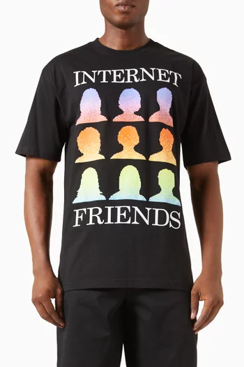 تي شيرت بطبعة عبارة Internet Friends قطن جيرسيه