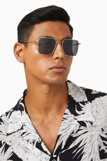 Laurent Oversized Sunglasses in Stainless Steel