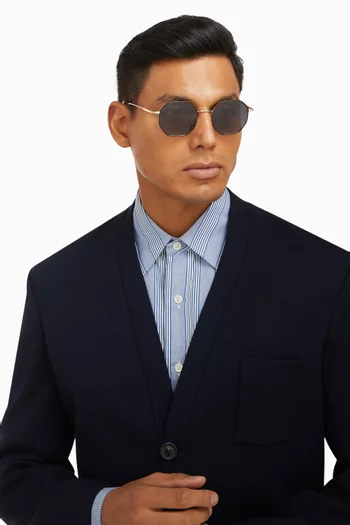 Baker Irregular Sunglasses in Stainless Steel