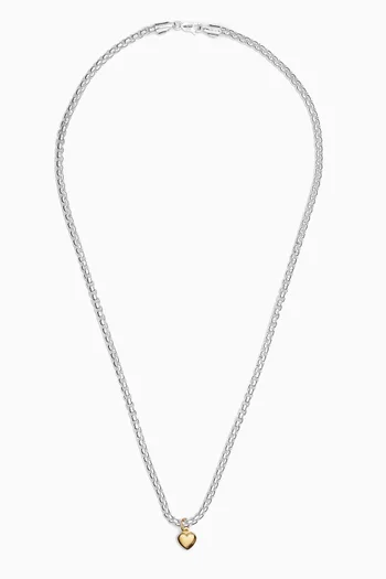 Gordita Heart Necklace in 14kt Gold & Sterling Silver