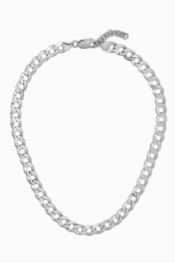 Flat Curb Chain Necklace in Sterling Silver