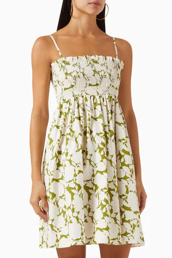Floral Printed Mini Dress in Cotton
