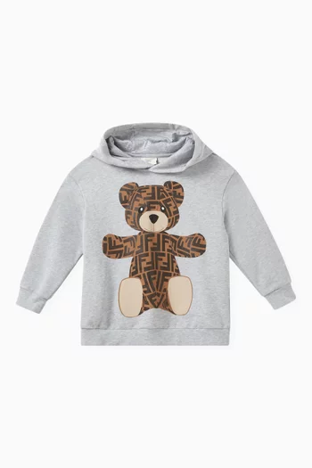 Teddy-print Hoodie in Cotton