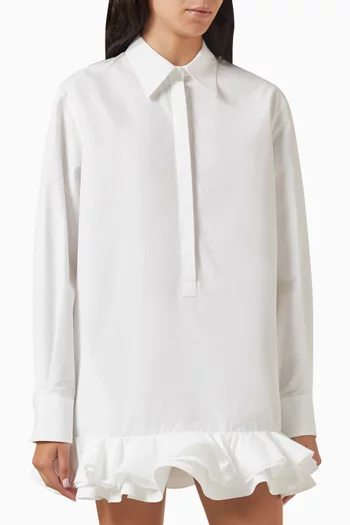 Valentino Ruffled Hem Mini Dress in Cotton-poplin