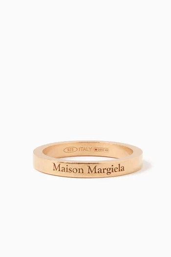 Engraved Logo Slim Ring in Gold-tone Sterling Silver