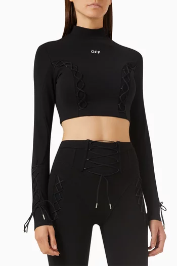 Lace-up Turtleneck Top in Viscose-knit