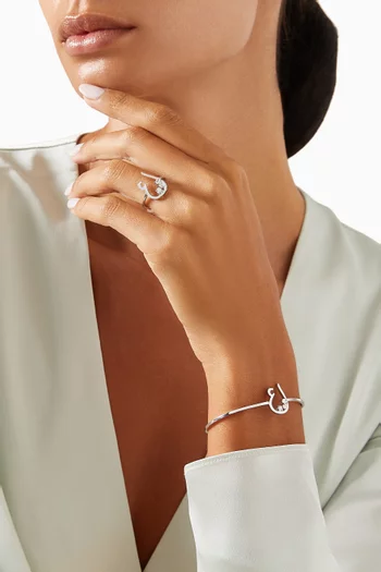 Arabic Initial Trio Sparkle Diamond Bangle in 18kt White Gold