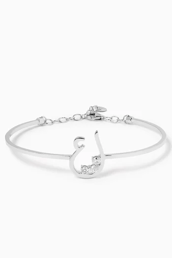 Arabic Initial Trio Sparkle Diamond Bangle in 18kt White Gold