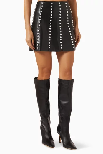 Lecia Pearl-embellished Mini Skirt in Vegan-leather
