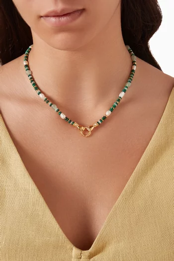x Harris Reed Good Hands Multi-gem Necklace in 18kt Gold-plated Recycled Brass