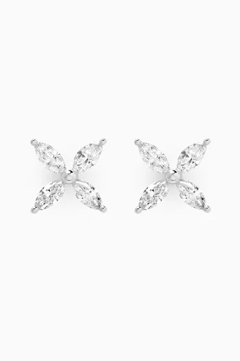 Diamond Lily Pad Earrings in 18kt White Gold