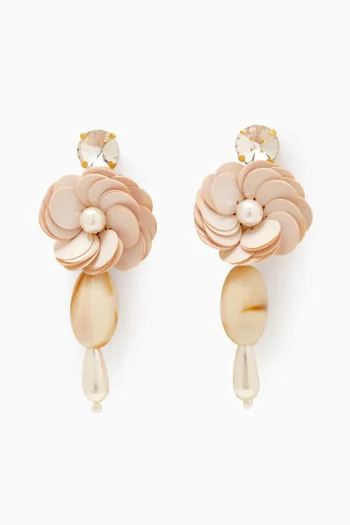 Les Hermaphrodite Floral Drop Stud Earrings in Gold-plated Brass