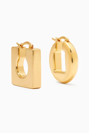 Les Boucles Rond Carré Asymmetric Mini Hoop Earrings in Gold-plated Brass