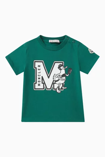 Graphic Monogram Print T-shirt in Stretch Cotton Jersey