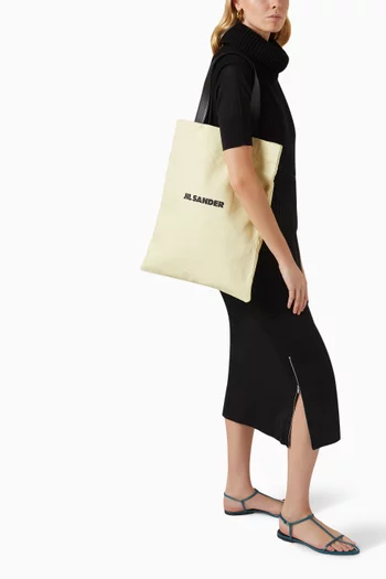 Book Flat Medium Shopper in Cotton-linen Canvas