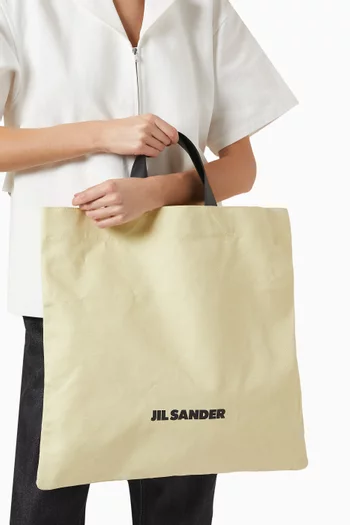 Book Flat Square Shopper in Cotton-linen Canvas