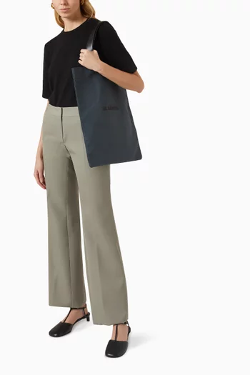 Book Flat Medium Shopper in Cotton-linen Canvas