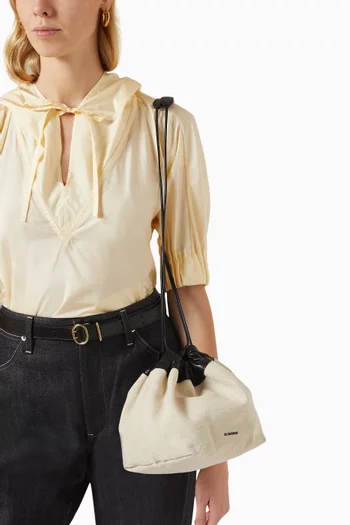 Dumpling Drawstring Crossbody in Cotton-linen Canvas
